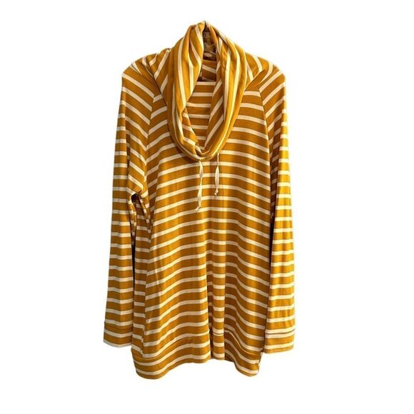 Betsey’s Boutique Shop Tops - ❤️ Betsey’s Boutique Shop Striped Cowl Neck Sweatshirt Tunic Mustard D15